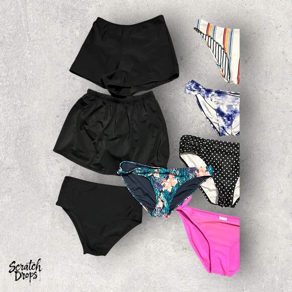 Womens Swimwear 8 Pack Bikini Bottoms and Shorts Bundle Large Multicolor Set - Picture 1 of 4